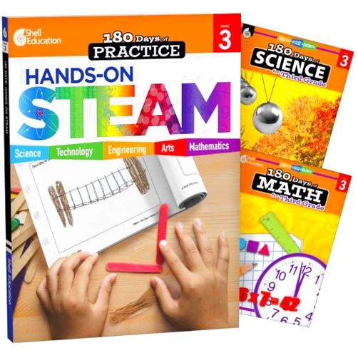 By Multiple Authors (Author), Jodene Smith (Author), Kristin Kemp (Author), Melissa Iwinski (Author) & 1 more Shell Education 180 Days STEAM, Science, & Math Grade 3: 3-Book Set (180 Days of Practice)