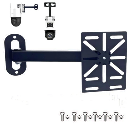 GledeYeTec Adjustable CCTV Camera Wall Mount Bracket, Universal Compatibility for Dome/PTZ Cameras & Ball Machines, Indoor/Outdoor Security Camera Holder with Mounting Plate (7.87 inches Black Mount and Plate)