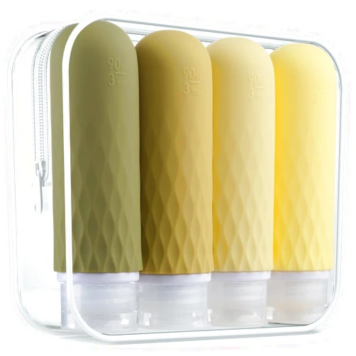 Gemice Travel Size Bottles for Toiletries,Tsa Approved 3oz Portable Travel Bottles, BPA Free Leak Proof Squeezable Travel Size Containers, Travel Accessories for Shampoo Conditioner Lotion (4 Pack)