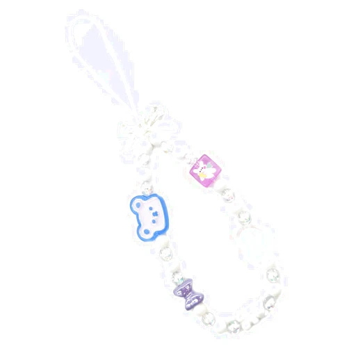 Sopopal Phone Charms Strap, Cute Beaded Phone Strap Aesthetic Phone Bracelet Wrist Strap Lanyard Phone String Decoration for Women (White Purple)