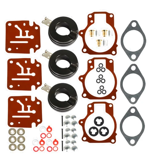 GXYWADY 3-Pack Carburetor Carb Rebuild Repair Kit with Float 392061 396701 398729 Replacement for Johnson Evinrude 65 70 75 HP