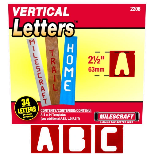 Milescraft 2206 2.5in. Vertical Letter Templates for Sign PRO & Sign Crafter Jig– Rout Custom Vertical Wood Signs – 34pcs.