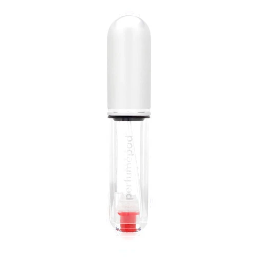 Travalo Pod Pure Perfume Atomizer | Genie-S Refillable System | Travel TSA Approved | Reusable and Airtight Easy-Fill Mini Pump Sprayer | Lightweight Clear Body Fun Colorful Lid | Silver | 0.17oz