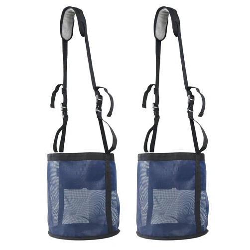 Kaulhp 2PCS Horse Feed Bag，Heavy Duty Nylon Mesh Grain Feed Bag with Adjustable Strap,Horse Muzzle Feed Bag with Comfort Neck Pad and Nose Pad… (Dark Blue)