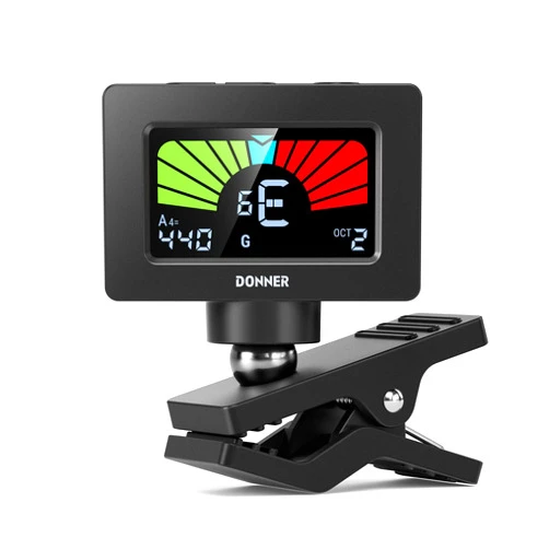 Donner Guitar Tuner Clip On Magnetic Guitar Tuner with Color LCD Display for Acoustic/Electric Guitar Ukulele Bass Violin Banjo Tuning DT-10 - Black