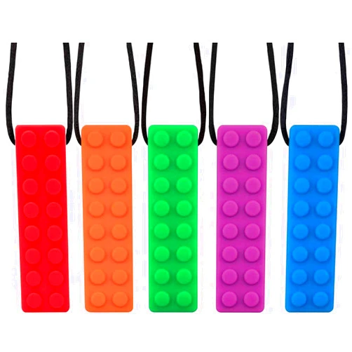 SLGOL Sensory Chew Necklaces, 5 Pack Bundle Colorful Chew Necklaces for Sensory Kids, Perfectly Textured Silicone Chew Toys for ADHD, Autism, Biting, Needs, Oral Motor, BPA Free