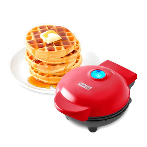 DASH Mini Waffle Maker - 4” Waffle Mold, Nonstick Waffle Iron with Quick Heat-Up, Nonstick Surface - Perfect Mini Waffle Maker for Kids and Families, Just Add Batter (Red)
