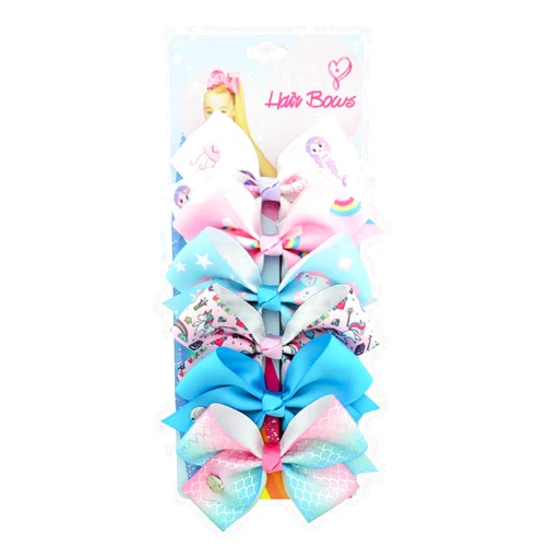 Dalin 6Pcs Siwa Hair Bows for Girls,5 Inches Hair Bows for Girl Grosgrain Ribbon Hair Barrettes Accessories for Toddler