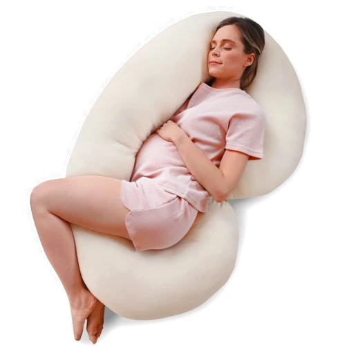 Pharmedoc Pregnancy Pillows, C-Shape Full Body Pillow – Jersey Cover Beige – Pregnancy Pillows for Sleeping – Body Pillows for Adults, Maternity Pillow and Pregnancy Must Haves, New Mom Gifts