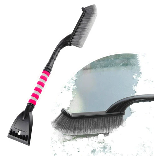 KVAEY Snow Brush with Ice Scraper, 26 Inches 2-in-1 Detachable Car Windshield Snow Brush, Automotive Multifunctional Ice and Snow Removal Tool, Essential Winter Car Accessories (Gray & Red)