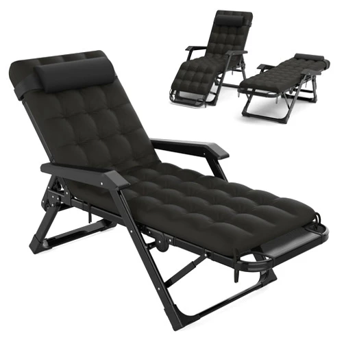 Slendor 3 in 1 Oversized Folding Camping Cot 26in, 6+10 Positions Adjustable Patio Chaise Lounge Chair L, Sleeping Cots for Adults, Portable Cot Bed Lawn Recliner for Bedroom, Pool, Beach, Black
