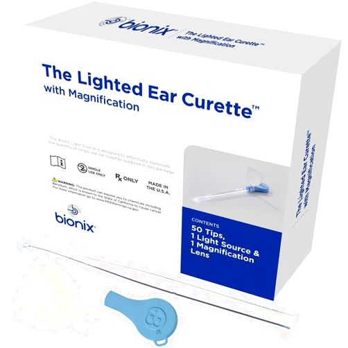 Bionix - Lighted AngleLoop Ear Curette Tool, Earwax Removal Tool, Aids in Excess Wax Removal, Convenient & Easy-to-Use, Ideal for Healthcare Providers, Single-Use (50 Count)
