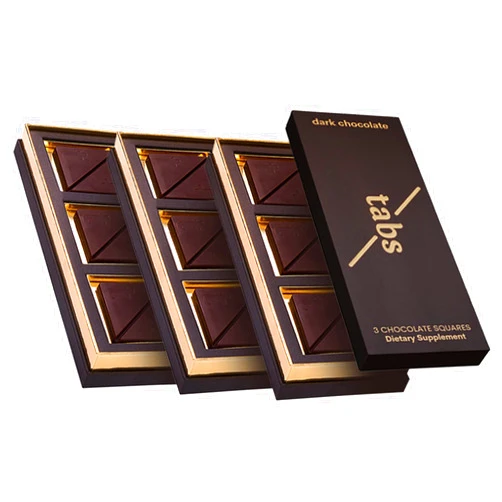 Tabs Chocolate Squares for Couples (3 Boxes) – Dark Chocolate Bar to Support Mood – Vegetarian & Gluten-Free for Men & Women