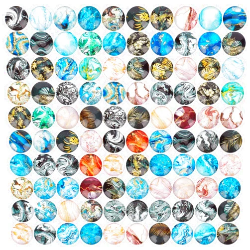 PH PandaHall 12mm Marble Printed Glass Cabochon Dome Tiles 100pcs Leaf Wave Cabochon Half Round Cabochon Beads Flatback Tiles for Photo Pendant Cameo Jewelry Embellishment Decoration Crafts