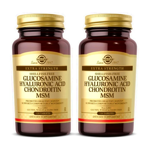 SOLGAR Glucosamine Hyaluronic Acid Chondroitin MSM - 120 Tablets, Pack of 2 - Promotes Healthy Joints, Supports Comfortable Movement - Non-GMO, Gluten Free - 80 Total Servings