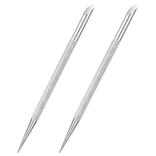 Clofiak 2Pcs Nail Cleaning Cuticle Stick Tool, Stainless Steel Cuticle Pusher, Nail Polish Remover tool, Professional Pedicure Nail Art Care Portable Nail Cleaner for Fingernails Toenails Manicure