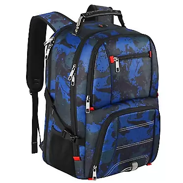 Jiefeike 17.3inch Travel laptop Backpack,Extra Large Laptop Backpack with USB Charging Port for Men Women Boys Girls, Anti Theft Water Resistant TSA Friendly Approved College School Computer Bookbag Camo-blue
