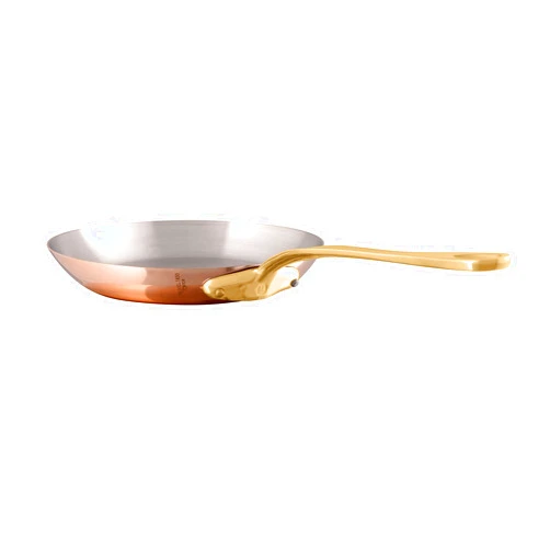 Mauviel M'Heritage 200 B 2mm Polished Copper & Stainless Steel Frying Pan With Brass Handles, 10.24-in, Made In France