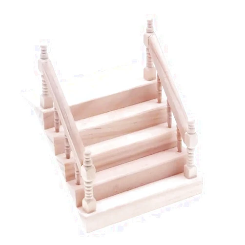 EatingBiting 1:12 Scale 1/12 Mini Furniture minihouse Mini Wooden Handrail Stairs Miniature Scene Step Furniture Ornaments for House Ornament DIY Unpainted Staircase Handrail Model Fairy Garden Scene