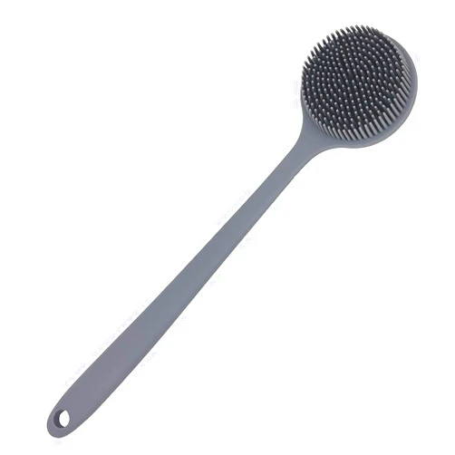 DNC Silicone Back Scrubber for Shower Bath Body Brush with Long Handle (Gray)