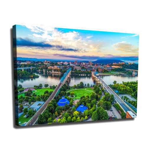 Generic Chattanooga Tennessee City Skyline Poster Canvas Painting Hd Picture Print Wall Art for Room Aesthetic Home Decor (12x18inch Framed)