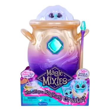 Magic Mixies Magical Misting Cauldron with Interactive 8 inch Blue Plush Toy and 50+ Sounds and Reactions, Multicolor
