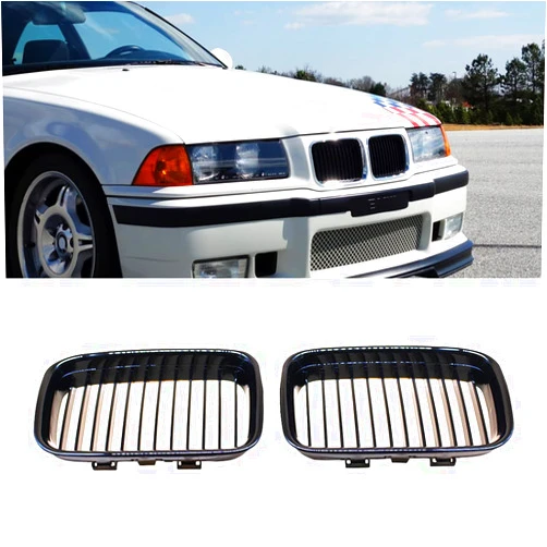 HZTWFC Glossy Black Single Slat Grille ABS Front Replacement Hood Kidney Grill For BMW E36 1992-1996 318i 323i 325i 320i 328i