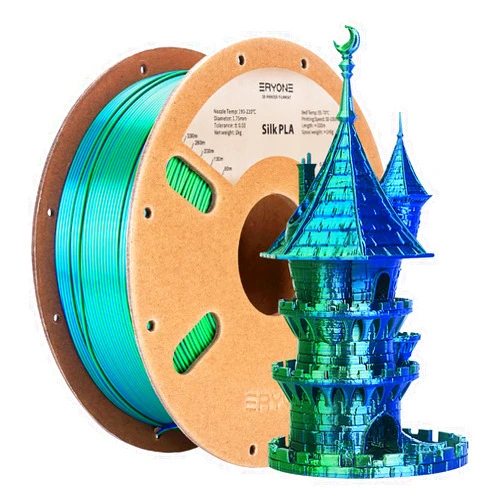 ERYONE Silk Dual Color Filament PLA 3D Printer 1.75mm +/- 0.03mm, Coextrusion Filament PLA Shiny Filament 1kg(2.2lbs), Blue Green