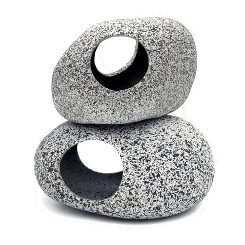JIH Aquarium Decorations Rock, Ceramic Shelters - Shrimp Habitat, Breeding Tube, Hiding cave, Stackable Fish Tank Decor Cave for Hiding, Betta Fish (J001+J002)