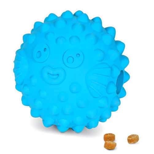 Brightkins Tough & Tumble Treat Dispenser Large Pufferfish - Interactive Dog Puzzle Toy for All Breeds, Rubber Dog Toys for Aggressive Play, Dog Stocking Stuffers