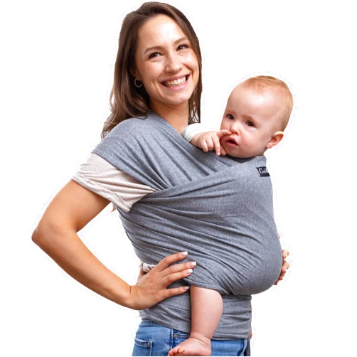 CuddleBug Baby Wrap - Hands-Free Baby Carrier Wrap - Soft & Stretchy Baby Wraps Carrier - Baby Carrier Newborn to Toddler 7-35 lbs - One-Size-Fits-All Baby Holder Wrap - Hip-Healthy Wrap (Gray)