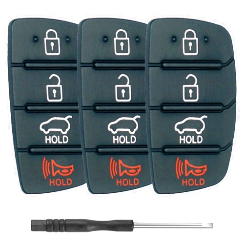 SUPALAND Key Fob Rubber Button Replacement Fits for Hyundai Santa Fe / Hyundai Sonata 2013-2019 Keyless Entry Remote Control Key Button Pad Cover, 4 Buttons Key Rubber Insert Key Fob Shell Cover Case Keypad