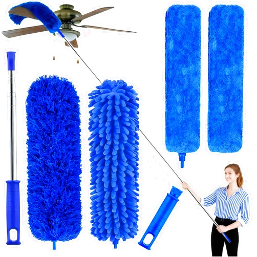 Kelursien Professional Microfiber Feather Dusters for Cleaning, 6PCS Extendable Bendable Dusters with 100