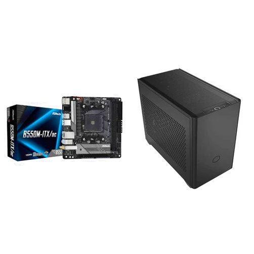 ASRock B550M-ITX/AC Supports 3rd Gen AMD AM4 Ryzen™ / Future AMD Ryzen™ Processors motherboard & Cooler Master NR200 SFF Small Form Factor Mini-ITX Case with Vented Panel, without PCI Riser