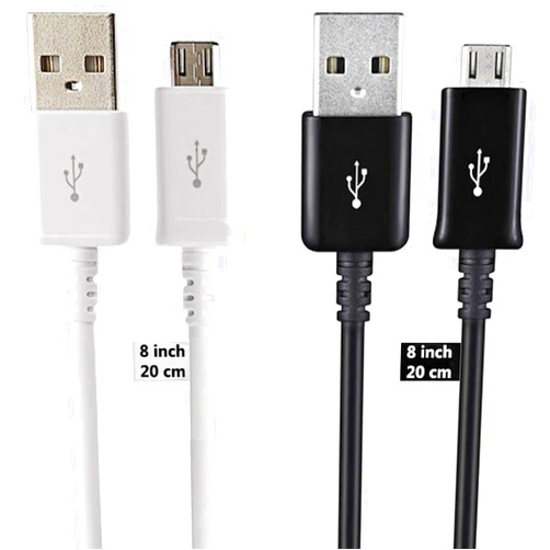Works for Redmi 4Ð° Short MicroUSB Cable Compatible with Your Xiaomi Redmi 4а with High Speed Charging 2 Pack. (1Black,1White, 20cm 8in)
