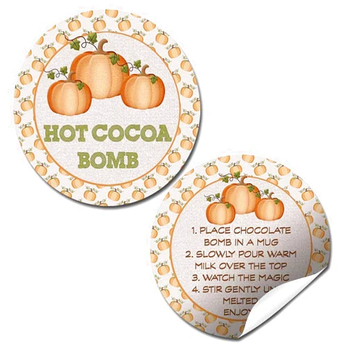 Amanda Creation Burlap Pumpkin Rustic Fall Themed Hot Cocoa Bomb Packaging Sticker Labels, Total of 40 2