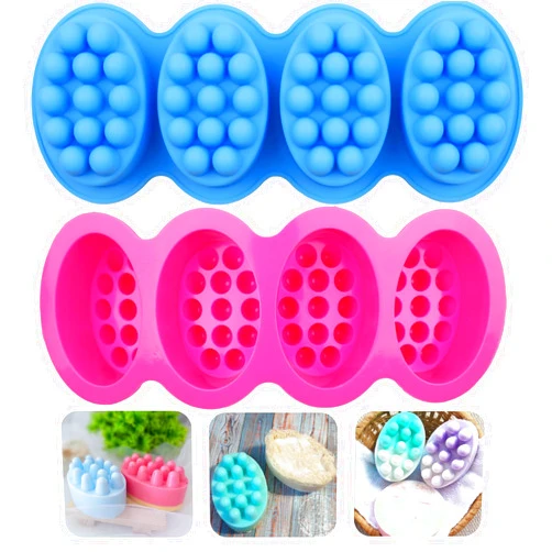 LEBERY 2Pcs Silicone Massage Bar Soap Molds, Handmade Soap Molds for Soap Making, 3D Hair Comb Ice Mold Scalp Massager, Hair Brush Soap Bar Silicone Molds, Food Grade Soap Mold Silicone Massage Molds