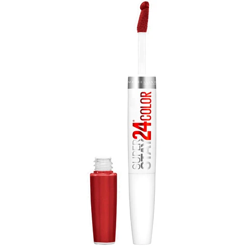 Maybelline Super Stay 24, 2-Step Liquid Lipstick Makeup, Long Lasting Highly Pigmented Color with Moisturizing Balm, Everlasting Wine, Plum Red, 1 Count