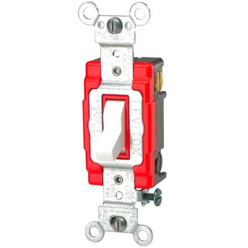 Leviton 1223-2W 20-Amp, 120/277-Volt, Toggle 3-Way AC Quiet Switch, Extra Heavy Duty Spec Grade, Self Grounding, Back and Side Wired, White