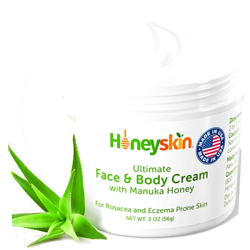 Honeyskin Hydrating Face Moisturizer & Body Cream with Manuka Honey Cream - Organic Face Moisturizer & Body Lotion for Extremely Dry Skin - for Dry & Itchy Skin, Rosacea & Eczema Prone Skin (Original, 2oz)