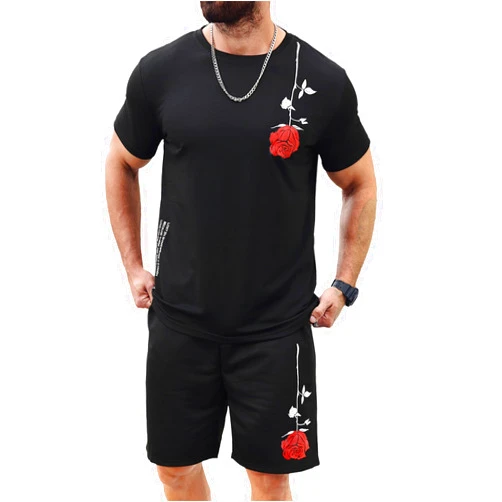 SOLY HUX Men's 2 Piece Outfits Summer Tracksuits Casual Short Sleeve Graphic Tee Shirts and Shorts Matching Set