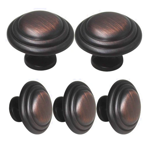 Gobrico 1-3/8 Inch Round Cabinet Knobs Oil Rubbed Bronze Top Ring Handles Bifold Kitchen Wardrobe Drawer Pulls 5 Pack