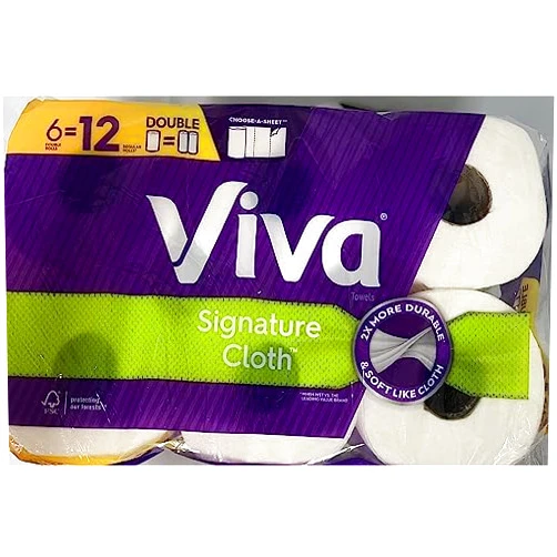 442LORIMAR Viva Signature Cloth Paper Towels, 6 Double Rolls (94 Sheets per Roll)-ROLL SIZE 6=12