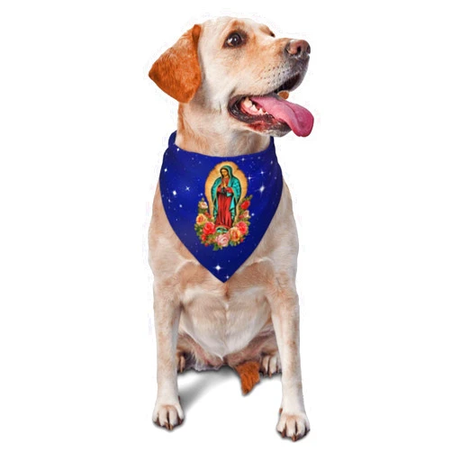 SwpWab Our Lady of Guadalupe Mother of God Vertical Holly Mary Blessed Virgin Mary Dog Bandana Adjustable Triangle Pet Scarf Premium Quality Bandanas for Dogs and Cats
