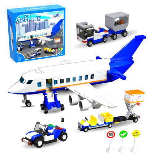YOYBLOXY City Passenger Airplane Building Set, Compatible with Lego Plane Blocks Toy, with Plane Trailer, Luggage Truck, Fun Airport Idea Gift for Boy and Girl Ages 6 7 8 Aircraft STEM Toy