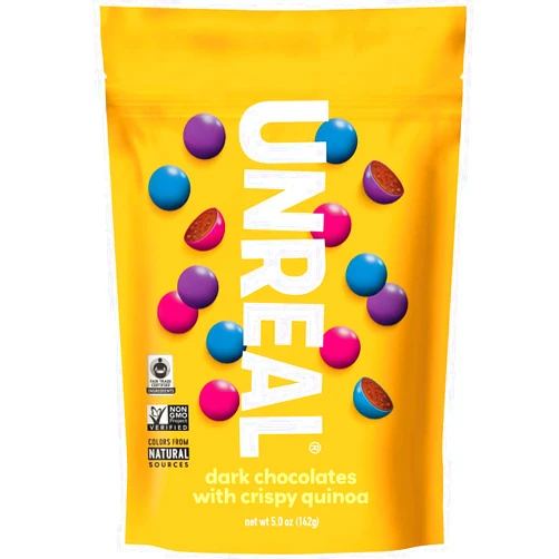 Unreal, Candy Coated Chocolate Crispy Quinoa Gems Bag, 5 Ounce