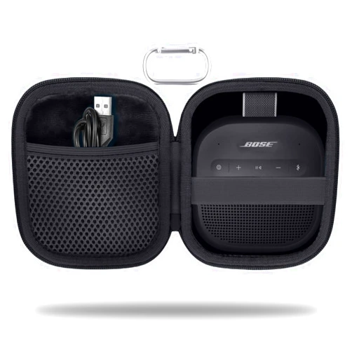Co2CREA for Bose New SoundLink Micro 2nd Gen Portable Bluetooth Speaker Hard Protective Case, Portable Travel Case with Carabiner (Black) - co2CREA