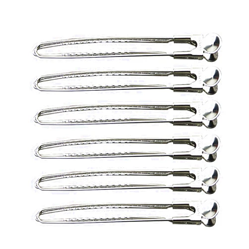 KINGWEDDING 6 Pcs 4.7 Inch Stainless Steel Spike Alligator Duck Bill Salon Clips Metallic Duckbill Hair Barrettes Chic Bobby Pin Clips Hair Clips for Styling Long Hair