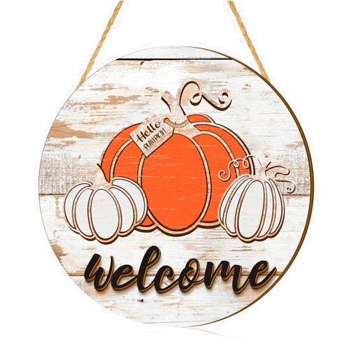 Boao Thanksgiving Welcome Sign for Front Door Hello Pumpkin Wood Sign Autumn Harvest Door Hanger Fall Farmhouse Decor Hanging Porch Sign Rustic Outdoor Plaque Wall Art Thanksgiving Decoration for Home