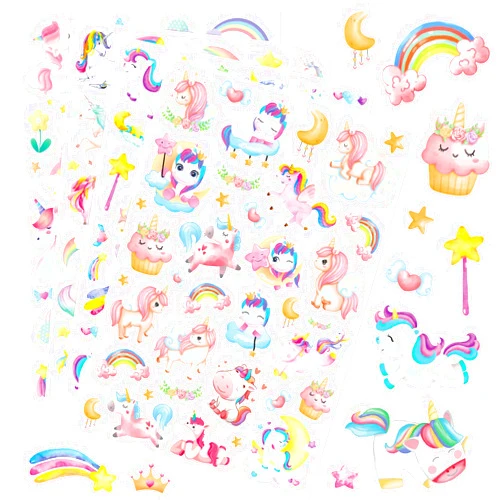 MoShining Cute Pink Unicorn Adhesive Stickers Rainbow Magical Star Unicorn Stickers 715 Count for Girls Toddlers Birthday Invitations Envelopes Decorations Party Goodie Gifts Bags Decor School Class Rewards